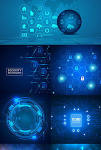 7款高清蓝色科技背景素材 网络与信息安全的设计利器